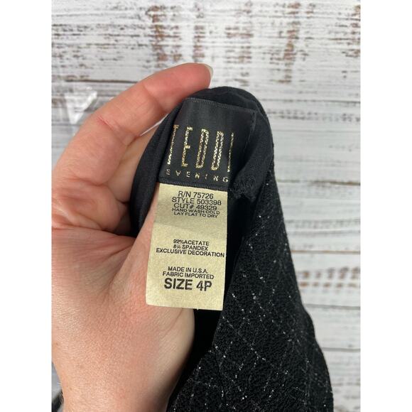 Vintage Teddi Black Sparkle Maxi Dress New 4P 90s Y2K Prom Formal Whimsigoth - Picture 7 of 7